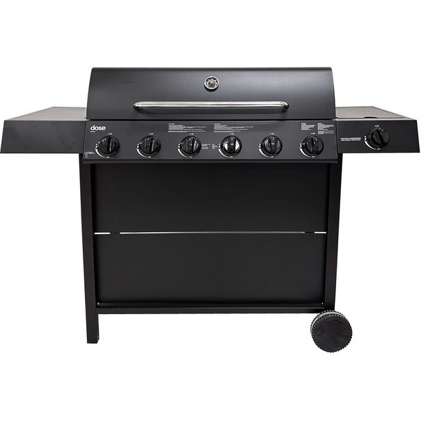 Kaasugrilli Dose Barbeque 10141, 6 poltinta, sivukeitin, musta