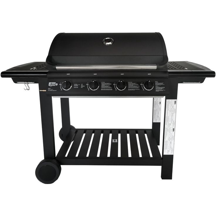 Kaasugrilli Dose Barbeque, 4 poltinta, puutaso, musta
