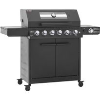 Kaasugrilli Kobe Premium 6+1, 5 poltinta, sivukeitin, Sear-poltin, lasikansi, musta