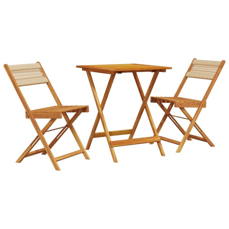 Bistrosarja 3-osainen beige polypropeeni ja täysi akasiapuu (81759)