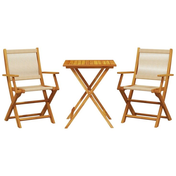 Bistrosarja 3-osainen beige polypropeeni ja täysi akasiapuu (81807)