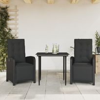 Bistrosarja pehmusteilla musta polyrottinki, 3-osainen