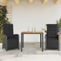 Bistrosarja tyynyillä musta polyrottinki, 3 osaa
