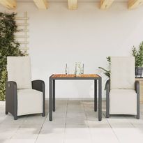 Bistrosarja tyynyillä musta polyrottinkia, 3 osaa