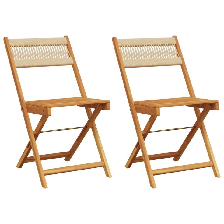 Bistrotuolit 2 kpl beige täysi akasiapuu ja köysi (67680)