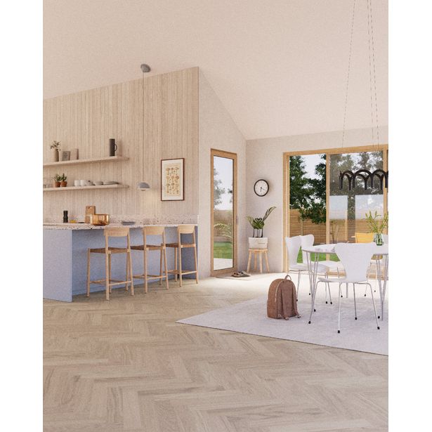 Kovetettu kalanruotolattia Bjelin Tammi Boden Modern Powder White B, mattalakattu