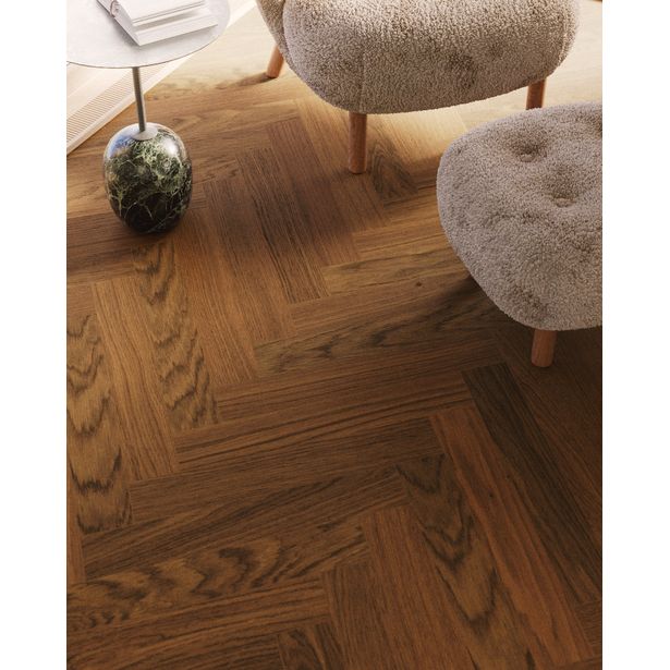 Kovetettu kalanruotolattia Bjelin Tammi Sandviken Modern Terra Brown B, mattalakattu