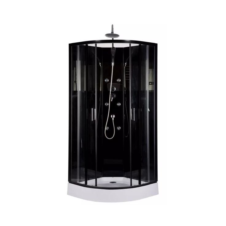 Hierova suihkukaappi Harma Black Onyx, 85 x 85 x 220 cm, kirkas lasi, avoin yläosa