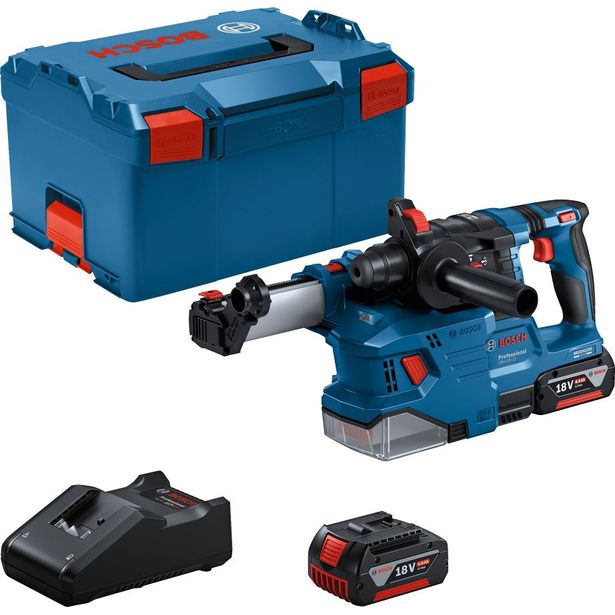 Akkuporavasara Bosch Professional GBH 18V-22, pölynpoistolla, 18V, 2x4.0Ah akuilla + L-Boxx