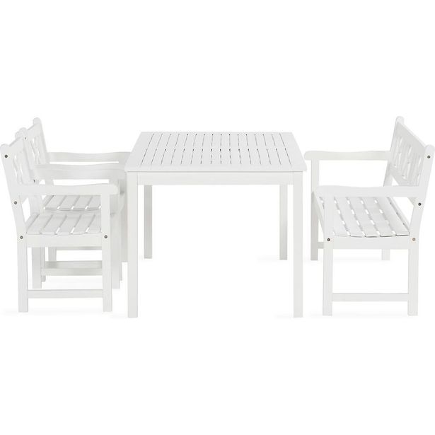 Ruokailuryhmä Oaxen 180cm + 2 tuolia + penkki valk/akaasia