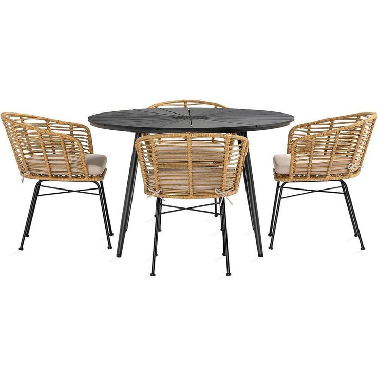Ruokailuryhmä Roubai pyöreä 120cm + 4 Vadavi tuolia