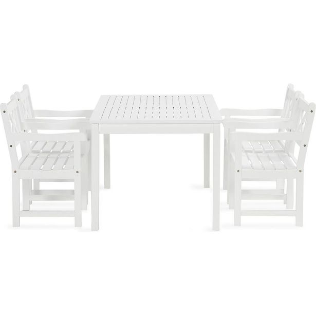 Ruokailuryhmä Oaxen 180cm + 4 ruokatuolia valk/akaasia
