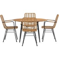 Ruokapöytä Palmona 120cm pyöreä + 4 Malaga karmituolia