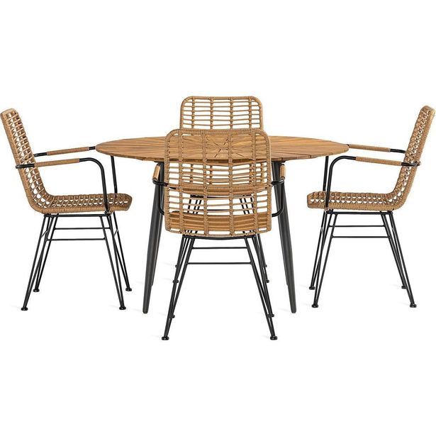 Ruokapöytä Palmona 120cm pyöreä + 4 Malaga karmituolia