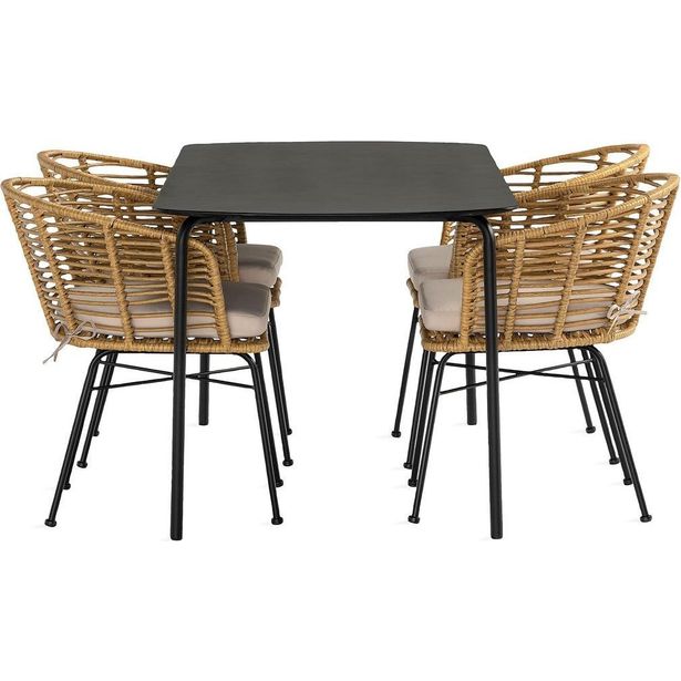 Ruokailuryhmä Tahiti 160cm + 4 Vadavi ruokatuolia