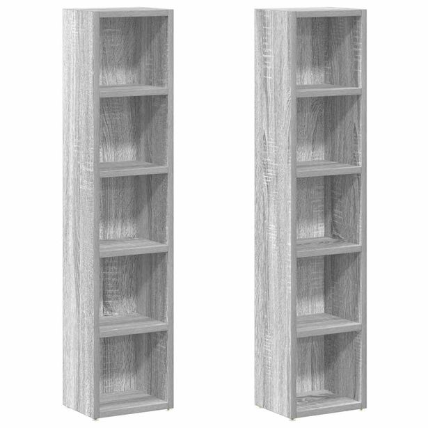 CD-hyllyt 2 kpl harmaa Sonoma 21x16x93,5 cm tekninen puu (15319)