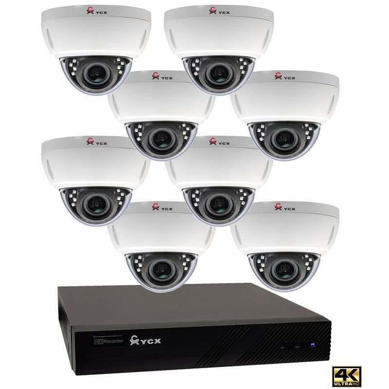 Valvontakamerajärjestelmä YCX, sis. tallennin 1 TB + 8 IP-kameraa