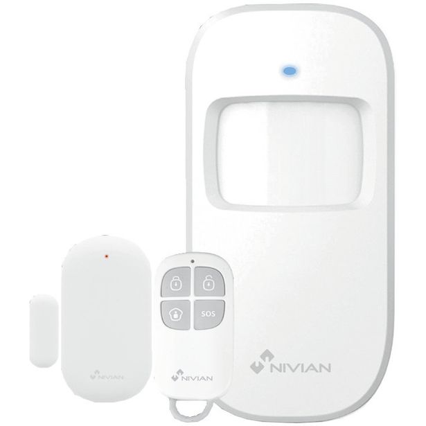 Langaton anturisetti Celotron Nivian kotiautomaatio- ja hälytysjärjestelmiin, ovitunnistin + liikeilmaisin + kauko-ohjain