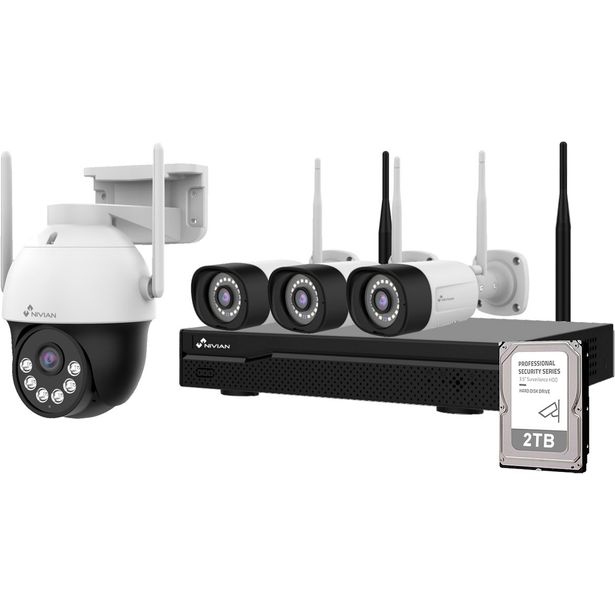 Kamerapaketti Celotron Nivian, 16 kanavainen, langaton älykäs tallenninpaketti, 2TB kiintolevy, 4kpl 3MP kaksois yönäkö kameraa