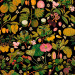 Paneelitapetti Asian fruits and flowers, musta - MTG-WP20314