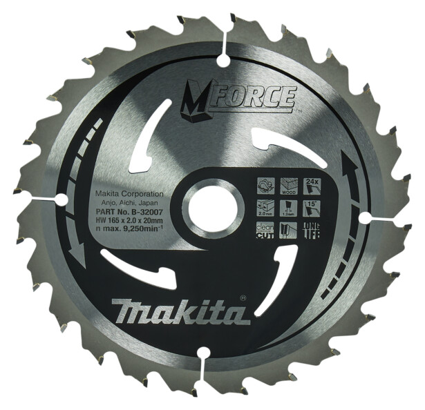 Pyörösahanterä Makita M-Force 165x20x2.0mm, Z-24, puulle