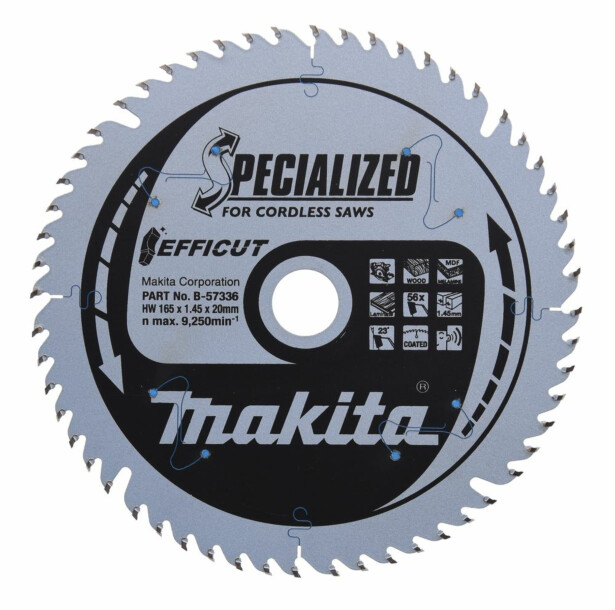 Pyörösahanterä Makita Efficut Specialized B-57320, 165x20x1.45mm, 56T