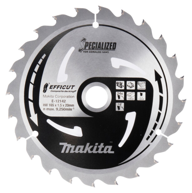 Pyörösahanterä Makita EffiCut E-12142, 165x1.5/20mm, 15°, 24T
