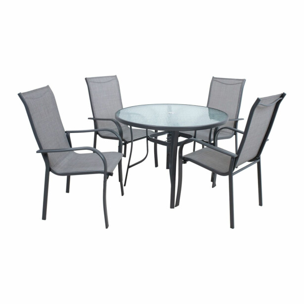 Ruokailuryhmä Home4You Everetø102cm + 4 tuolia, harmaa 