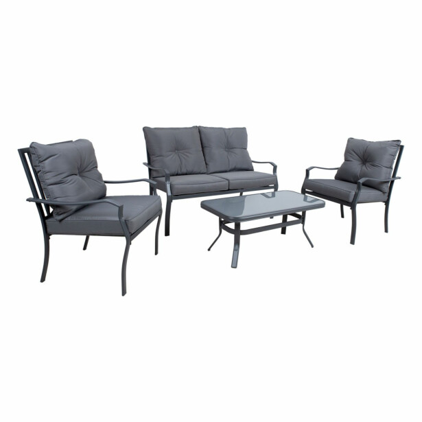 Oleskeluryhmä Home4You Bosler, sohva, pöytä, 2 tuolia, harmaa 