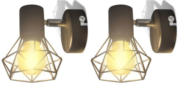 2 x musta teollinen seinälamppu led polttimolla_1