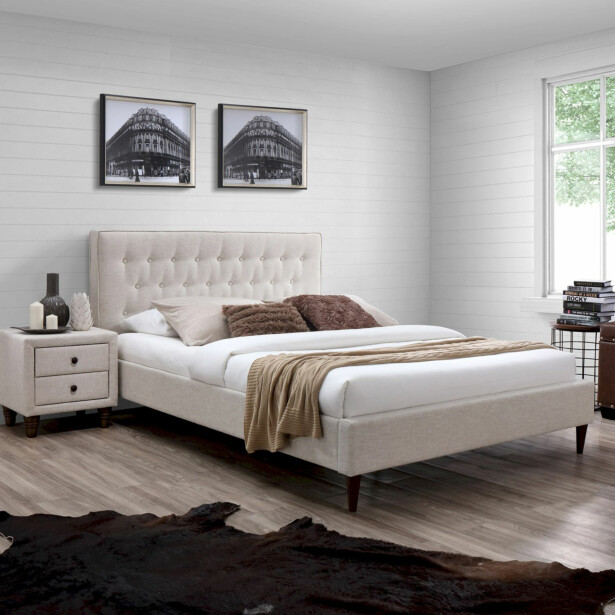 Sänky Home4You Emilia 140x200cm, ilman patjaa, beige 