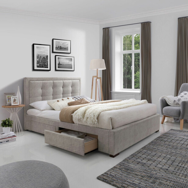 Parisänky Home4You Duke 160x200cm, ilman patjaa, beige 