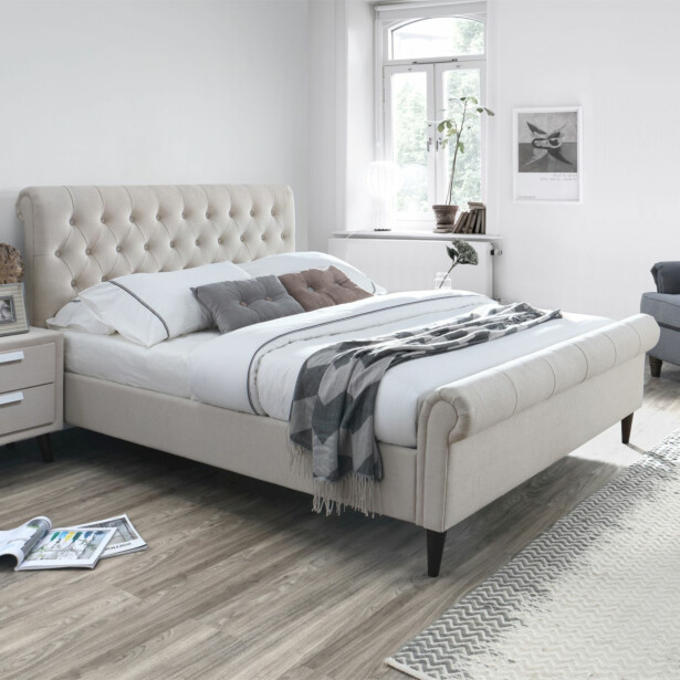Sängynrunko Home4You Lucia 160x200cm, ilman patjaa, beige 