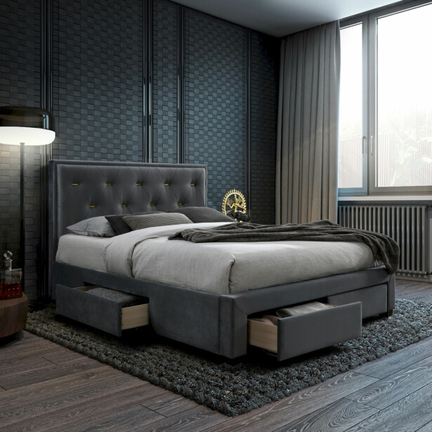 Parisänky Home4You Glossy 160x200cm, ilman patjaa, harmaa 