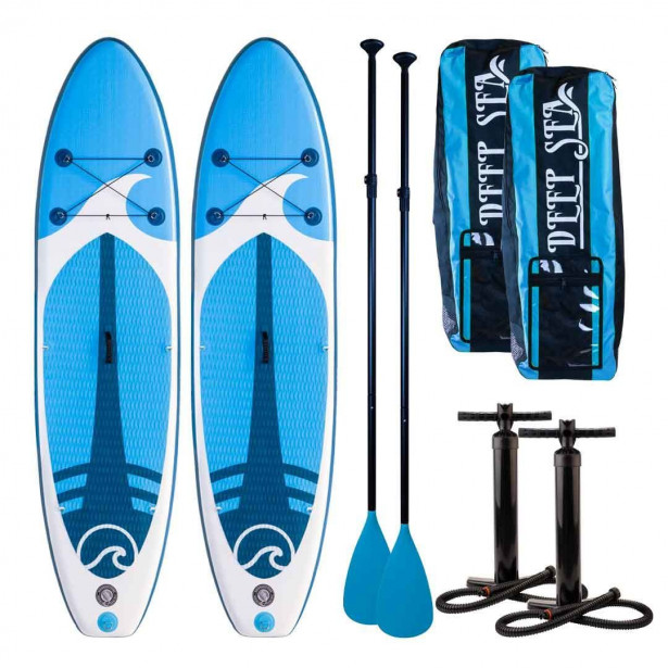 2x SUP-lautasetti Deep Sea Kayak Pro, ilmatäytteinen, 300cm, 15 PSI, sininen