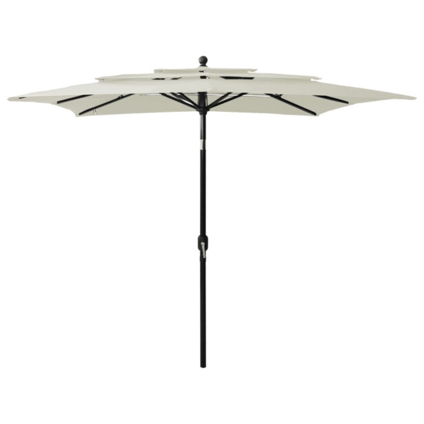 3-tasoinen aurinkovarjo alumiinitanko 2,5x2,5 m hiekka
