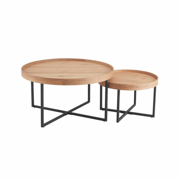 Sohvapöytä Home4You Music ø70/50cm, 2kpl, tammi