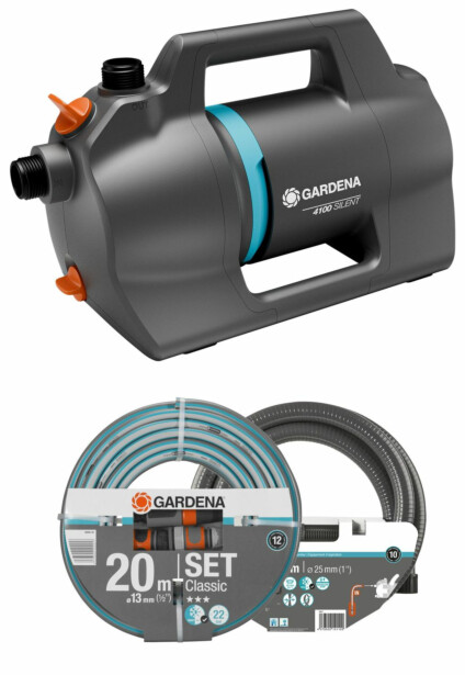 Puutarhapumppusarja Gardena 4100 Silent Jet, 4100l/h, 3.6bar + letkut ja liittimet 