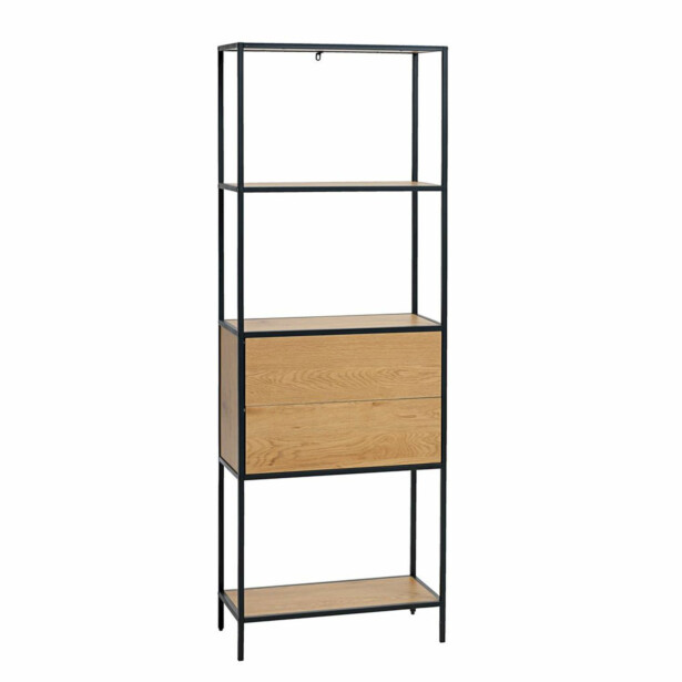 Hylly Home4You Hedvig, 64x30x178cm, laatikolla, saarni/musta 