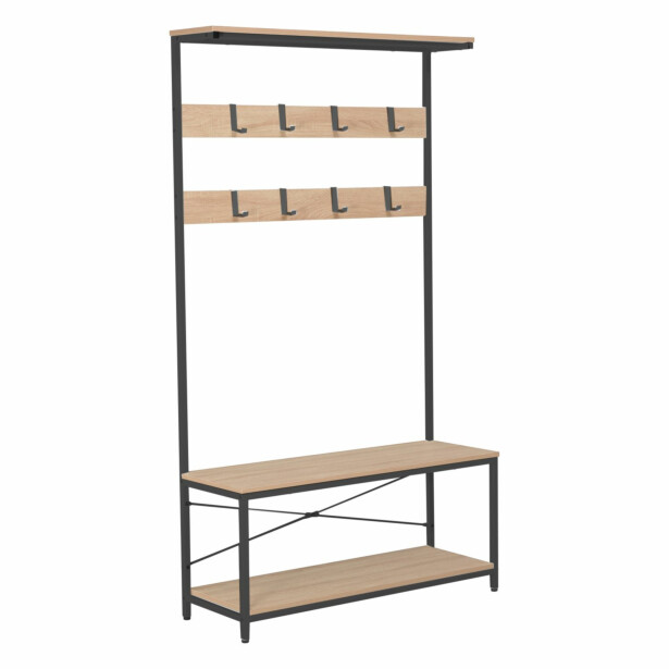 Eteisen hylly Home4You Hedvig 100x36x180cm, saarni/musta 