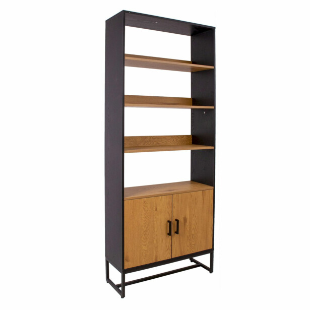Hylly Home4You Amsterdam 80x30x180cm, tammi/musta 