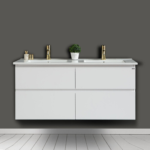 Allaslaatikosto 4AQUA Slim H, 1190 mm, 4 ltk, vedinlista, mattavalkoinen
