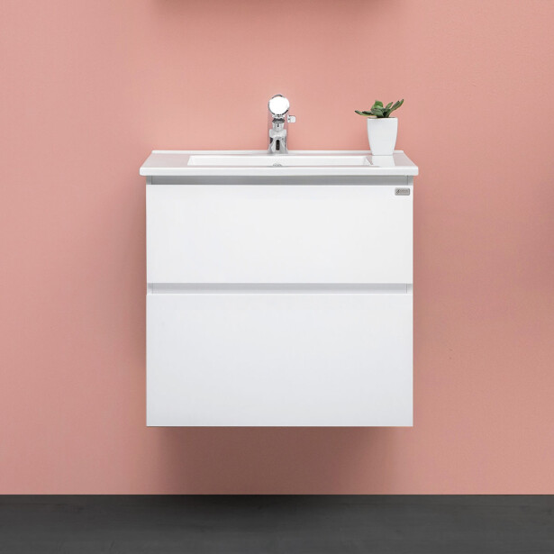 Allaslaatikosto 4AQUA Slim H, 595 mm, 2 ltk, vedinlista, mattavalkoinen