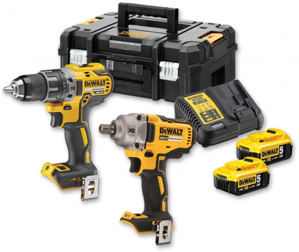 Akkukonesarja DeWalt XR DCK2077P2T, 18V, 2 konetta, 2x5.0Ah akuilla + TSTAK