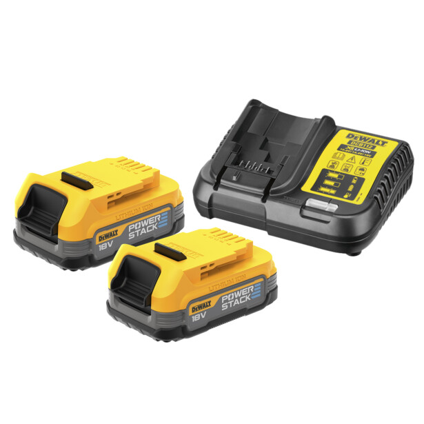 Akkusetti DeWalt XR DCB1102E2 PowerStack, 18V, 2x1.7Ah + DCB1102-laturi