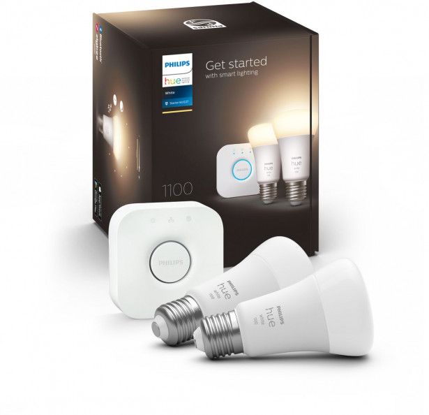 Aloituspakkaus Philips Hue W, 2 x älylamppu (9.5W, A60, E27) ja Hue-silta