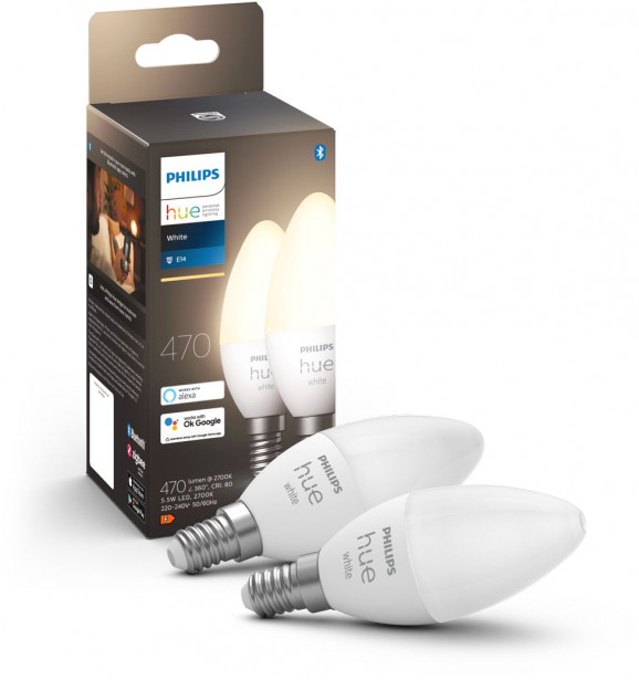 LED-älylamppu Philips Hue W, 5.5W, B39, E14, 2kpl