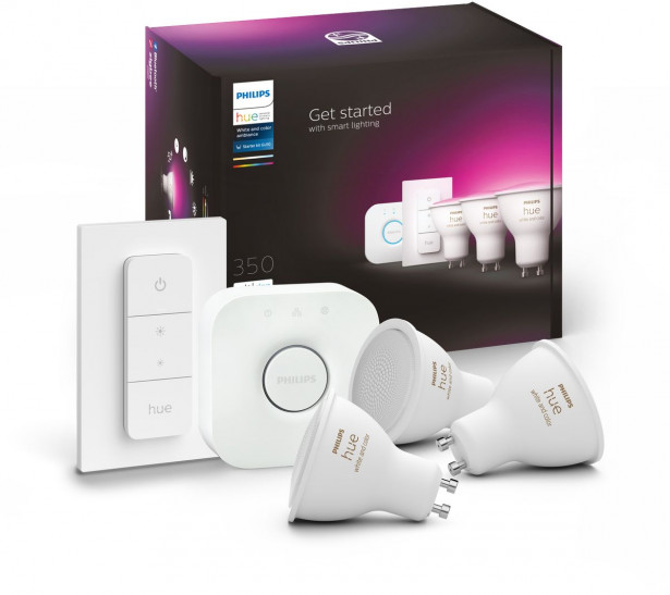 Aloituspakkaus Philips Hue WCA, 3 x älylamppu (4.3W, GU10) ja Hue-silta