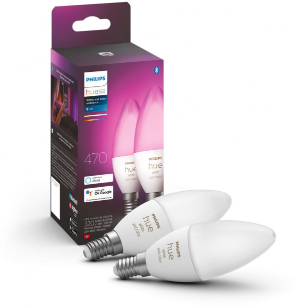 LED-älylamppu Philips Hue WCA, 5.3W, B39, E14, 2kpl