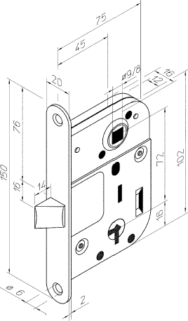 Välioven lukkorunko Abloy 2020 0045/0068ST/JME